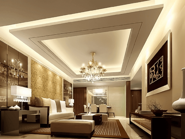 Creative gypsum false ceiling design for living room interiors