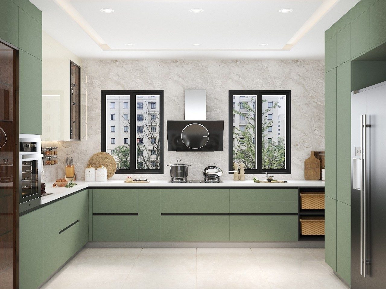 Modern modular kitchen interior by Tekwood Interiors